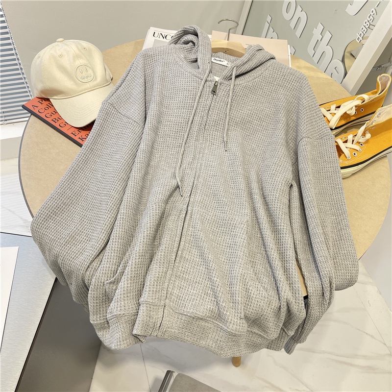 Áo Hoodie Dáng Rộng Phối Khóa Kéo Thời Trang Dành Cho Nữ