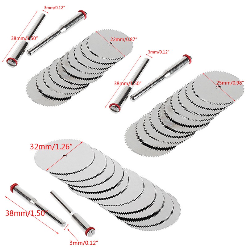 INN 10 x 25mm Wood Saw Blade Disc + 2 x Rod Dremel Rotary Cutting Tool