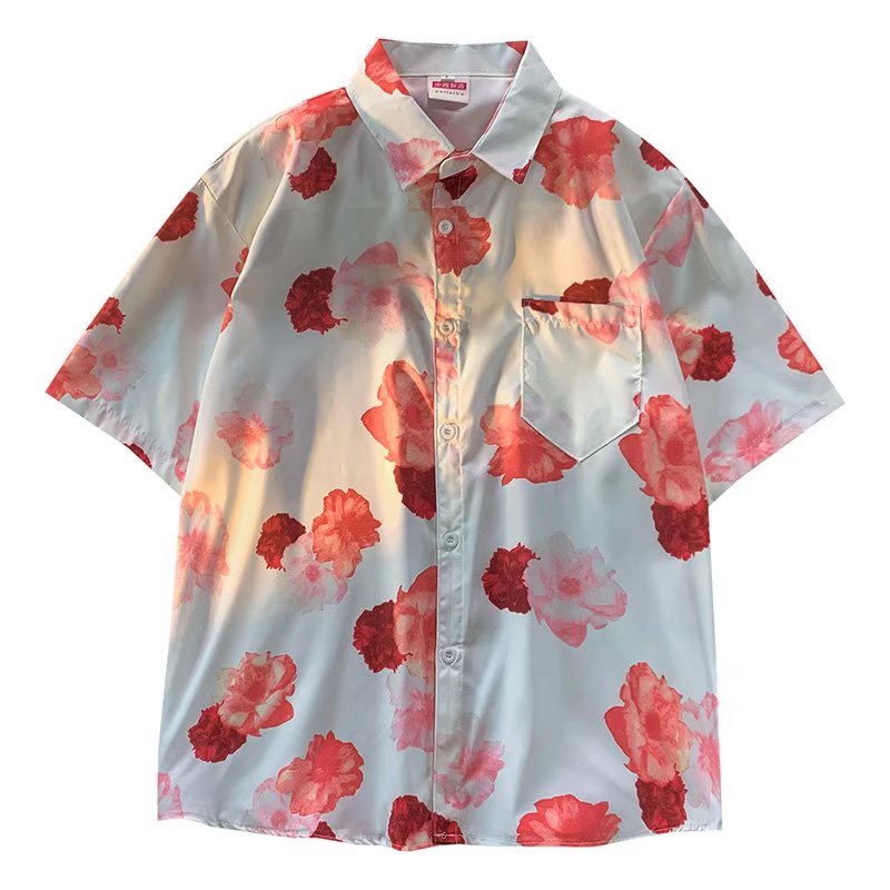 Áo Sơ Mi Tay Ngắn Họa Tiết Hoa Phong Cách Thời Trang Hàn Quốc Cho Nam