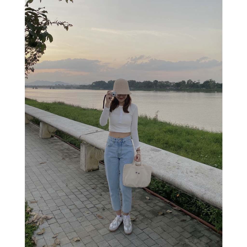 Quần Jeans Nữ Lưng Cao Màu Xanh Sáng LDM-101