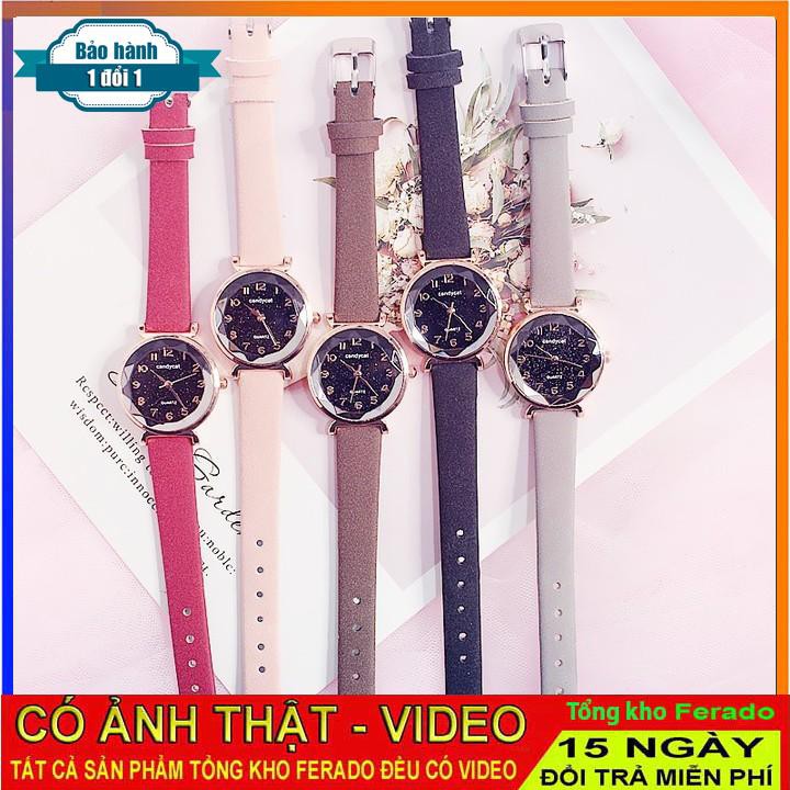 [ xả kho ] Đồng hồ nữ Candycat11 dây da lộn mặt tròn 3D