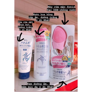 BỘ SẢM PHẨM SỮA RỬA MẶT - TONER - KEM DƯỠNG ẨM Ý DĨ NHẬT BẢN VÀ MÁY RỬA MẶT SONIC CÓ SẠC