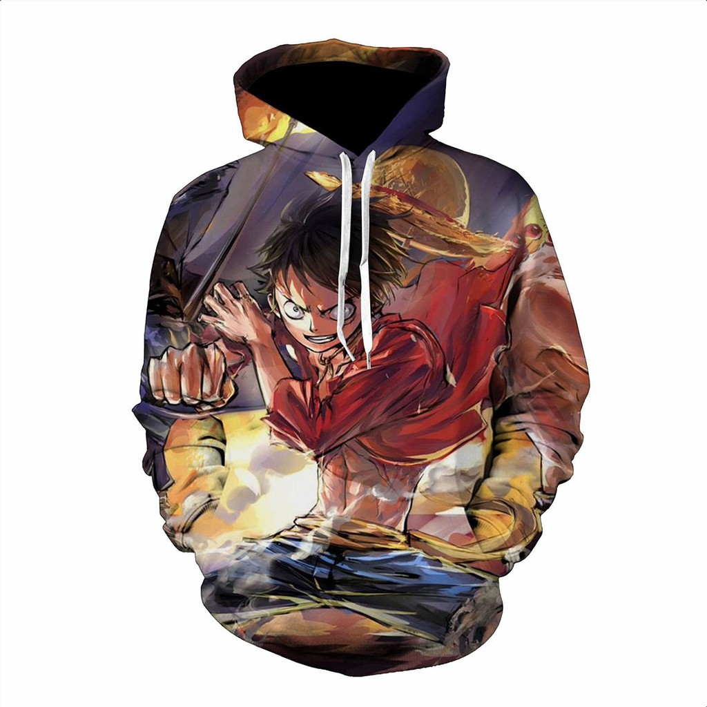 Áo hoodie HUQISHA in họa tiết Anime One Piece thời trang unisex cho nam nữ