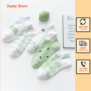 TẤT VỚ cotton xinh màu xanh bơ dễ thương, tất cổ ngắn