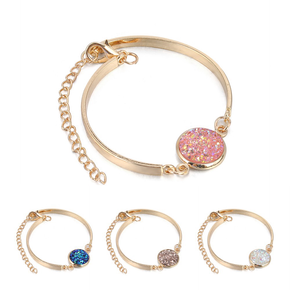 Vòng tay mặt đá tự nhiên lấp lánh thanh lịch cho nữ