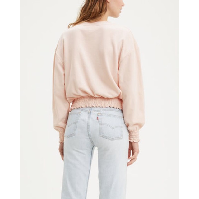 Áo smocked sweatshirt Levi's VNXK sweater crop top bo chun tay Levi xuất khẩu dư xịn màu hồng và đen