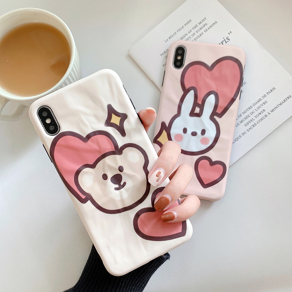 Mới Ốp Điện Thoại Cứng Họa Tiết Gấu / Thỏ Origami Màu Hồng Dễ Thương Cho Iphone 11 Pro Max X Xs Xr Xsmax 6 6s 7 8 Plus