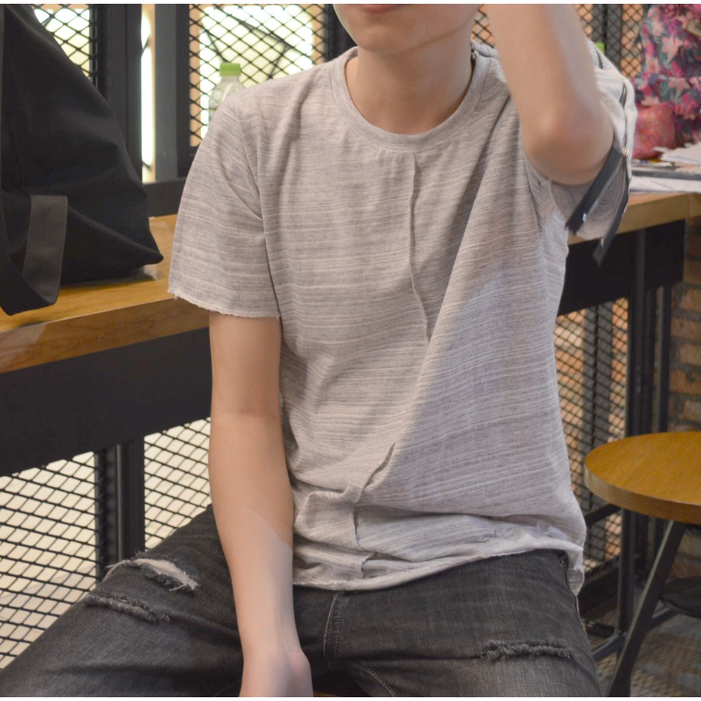 ÁO THUN LAI BẦU ZIP 1 BÊN VAI Màu xám