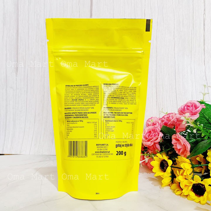 Bột tảo xoắn Spirulina hữu cơ Bio Planet 200g