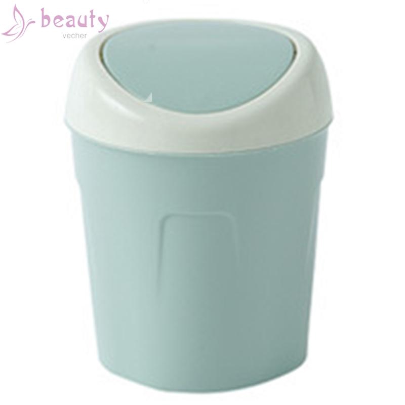 Thùng rác mini để bàn có nắp xoay dùng trong văn phòng/tại nhà