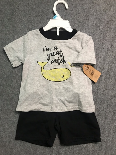 Set Áo Phông Quần Đùi In Hình Cá Voi CHICK PEA Bé Trai