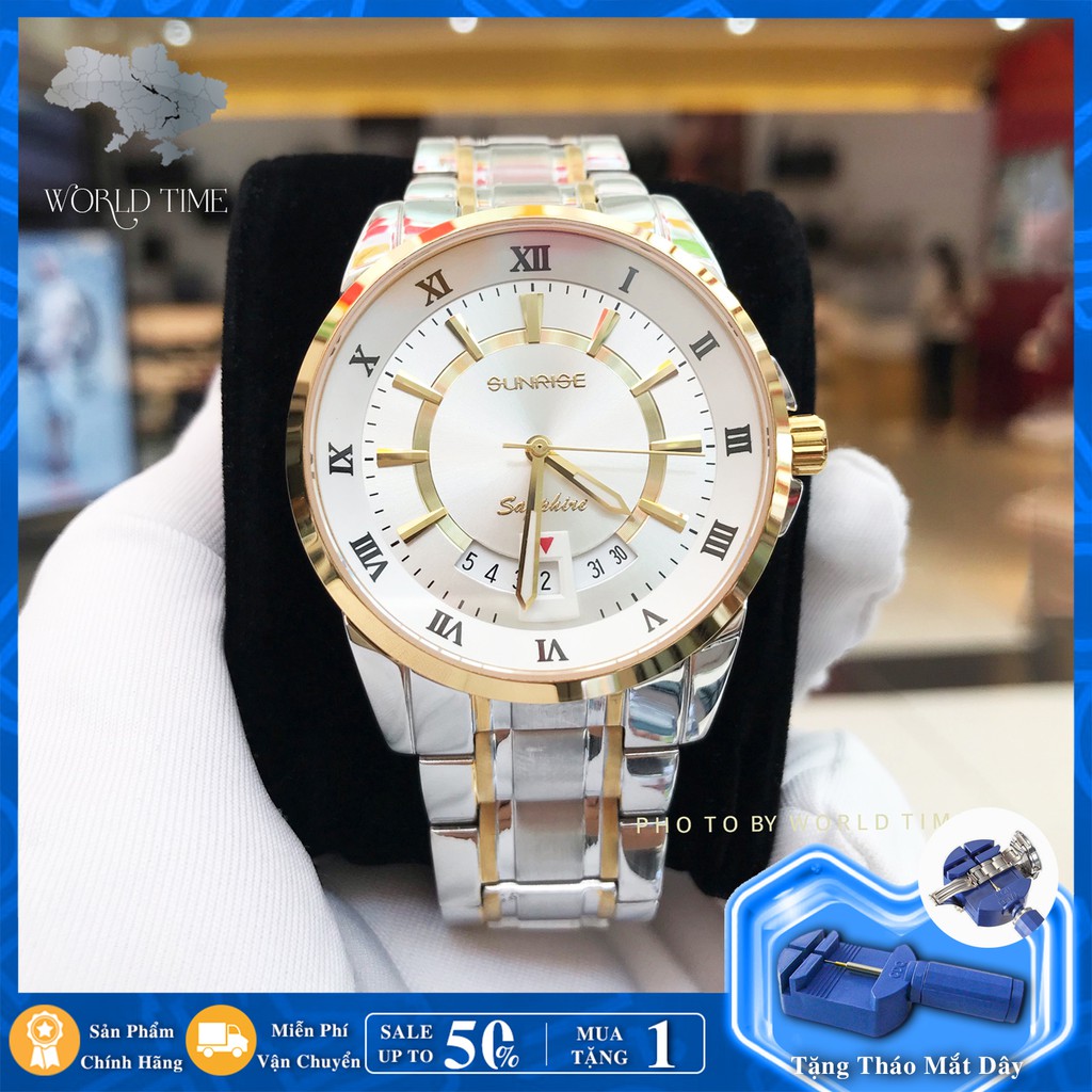 Đồng Hồ Nam Sunrise DM771SWA Full Box Cao Cấp - Mặt Kính Sapphire Chống Xước - Thép 316L Không Gỉ - Bảo Hành 3 Năm