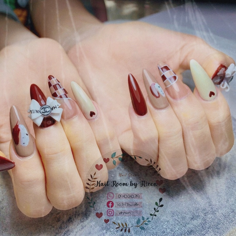 Nơ bột nail kiểu trang trí móng tay