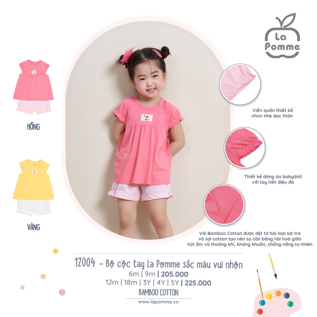 Bộ đồ cộc tay La Pomme sắc màu vui nhộn - Hồng