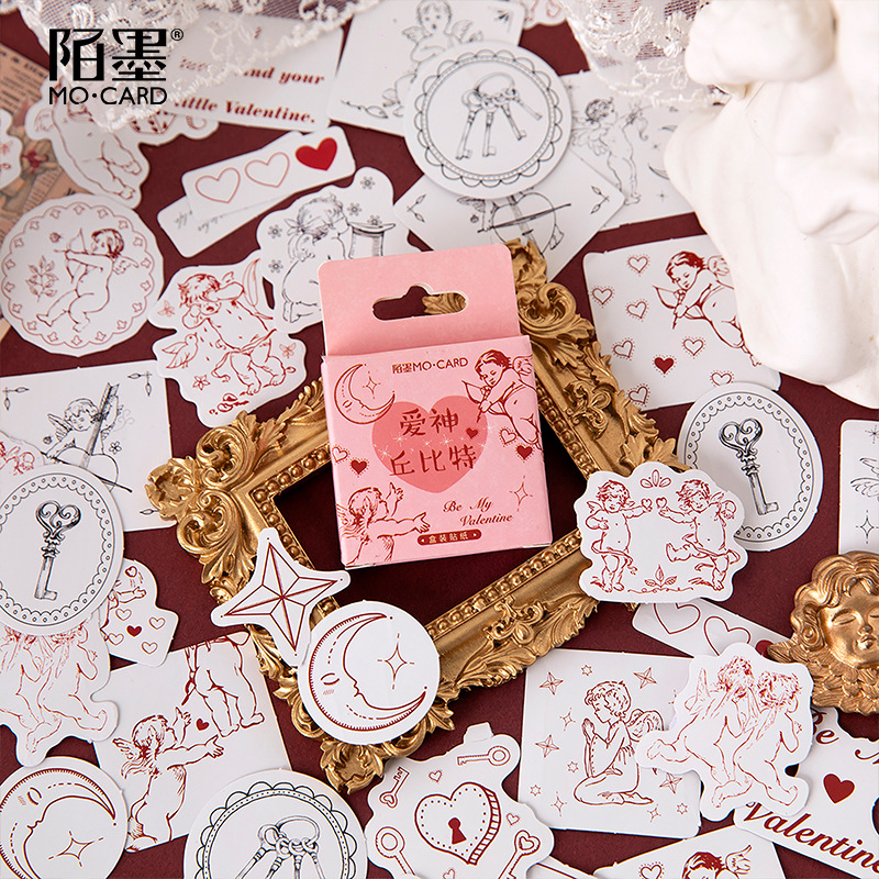 Set 46 Miếng Dán Hình Thần Tình Yêu Sáng Tạo Dùng Để Trang Trí