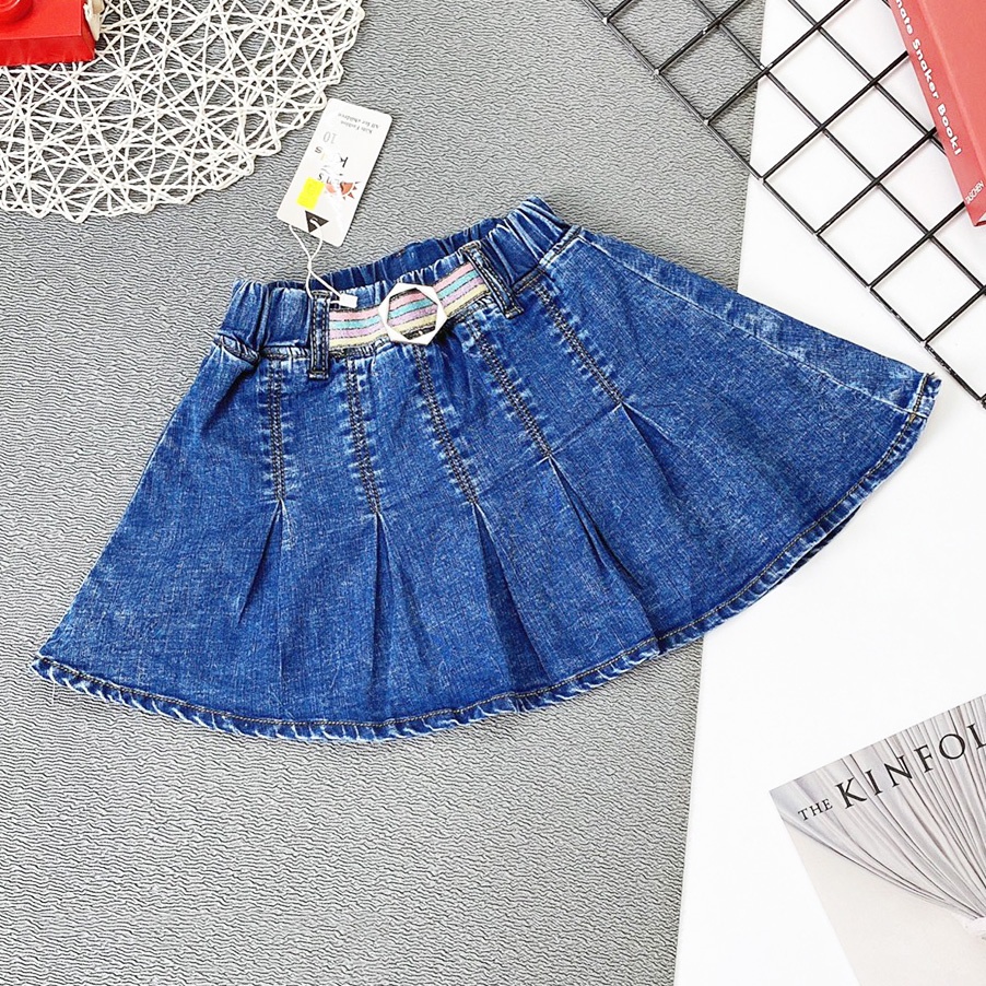 Váy quần jean xếp ly phong cách hàn quốc cho bé gái 26-53kg