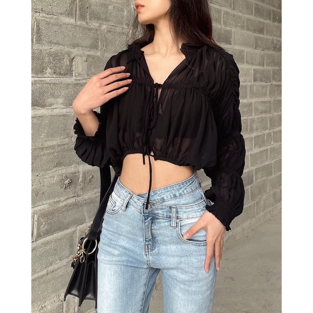 Áo somi voan nhún(k kèm bra lụa)