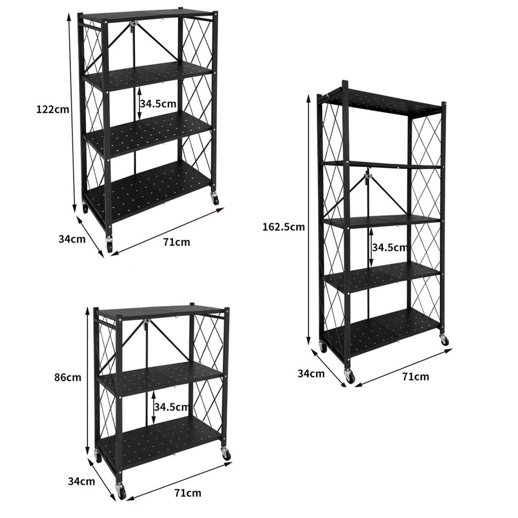 Kệ nhà bếp 4 tầng HOÀNG BÁCH GIÁ SIÊU TỐT giá sắt để đồ kệ đa năng gấp gọn có bánh xe dễ dàng di chuyển.