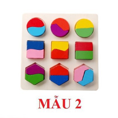 Đồ chơi xếp hình bằng gỗ, combo 3 bảng ghép hình học, Giáo cụ montessori dochoigo.vn