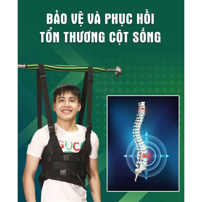 Đai Treo Xà Đơn Kéo Giãn Cột Sống Lưng - Có Đệm Nách Dày - Móc Sắt Loại Mới - Cải Thiện Thoát Vị, Thoái Hóa