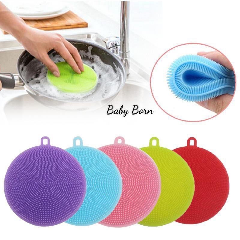 Miếng rửa chén silicon tiện dụng có móc treo