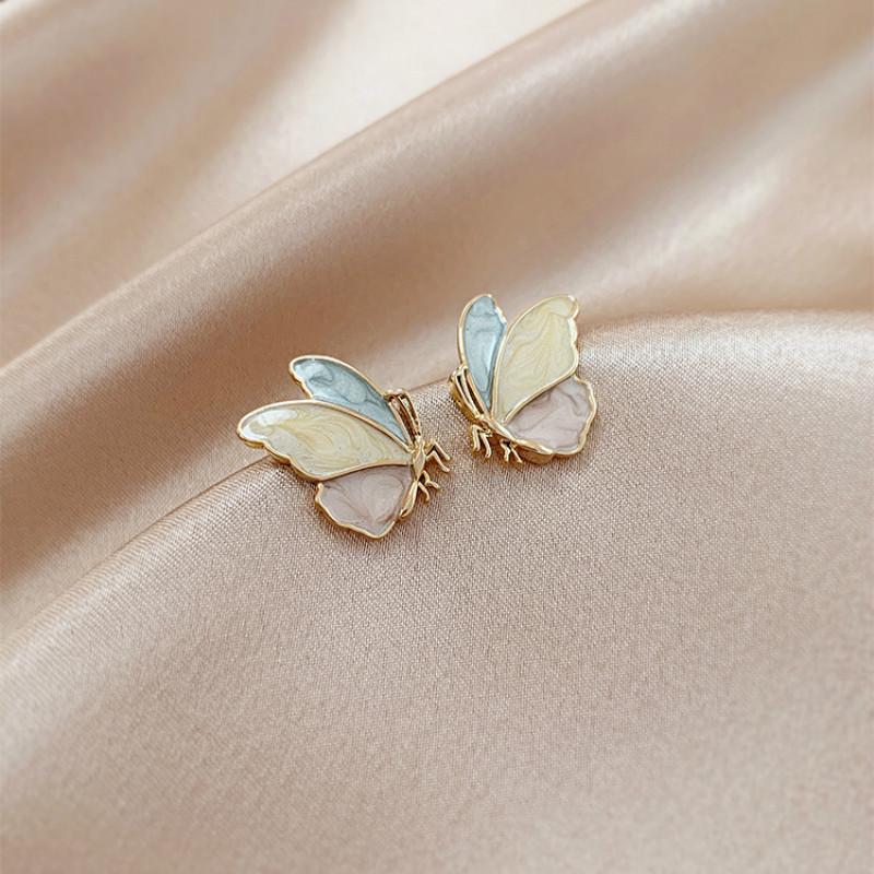 BUTTERFLY Bông Tai Mạ Bạc S925 Hình Bướm Phong Cách Vintage