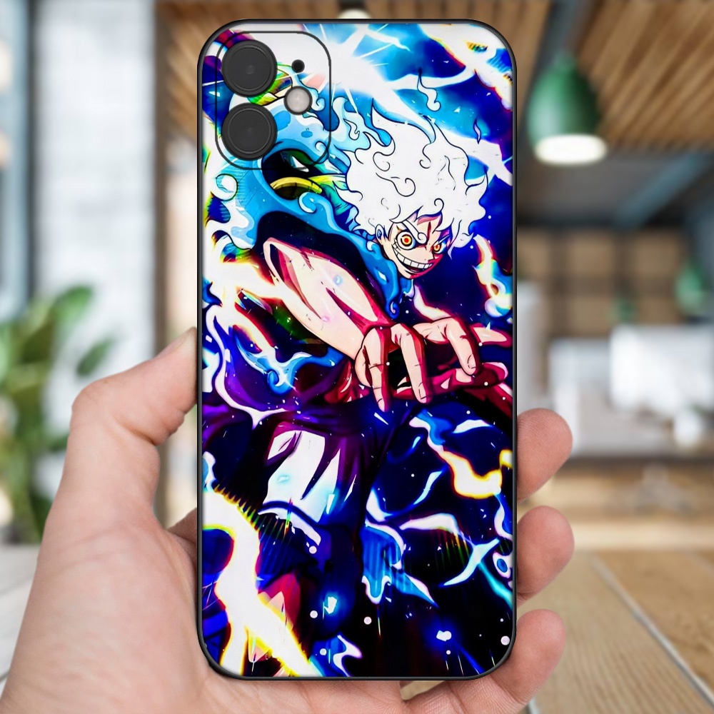 Ốp lưng iPhone 11 dẻo đen cạnh vuông in hình Luffy One Piece