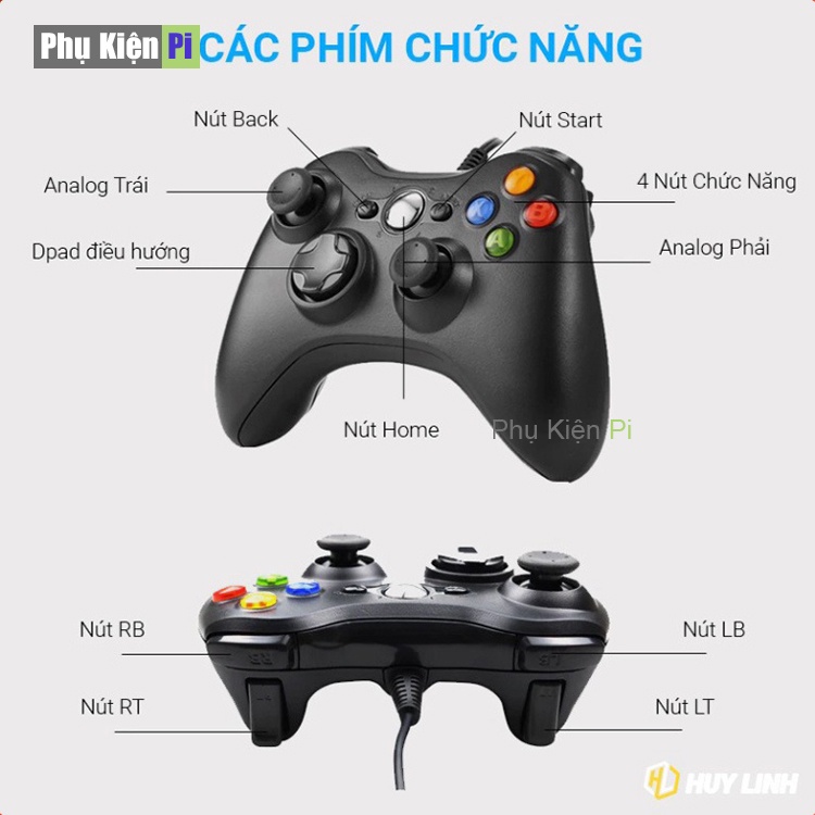 Tay cầm cho PC Xbox 360 SF1 đèn vàng FullSkill Fifa 4 - Hỗ trợ Android TV Box, Smart TV, Smartphone Support OTG