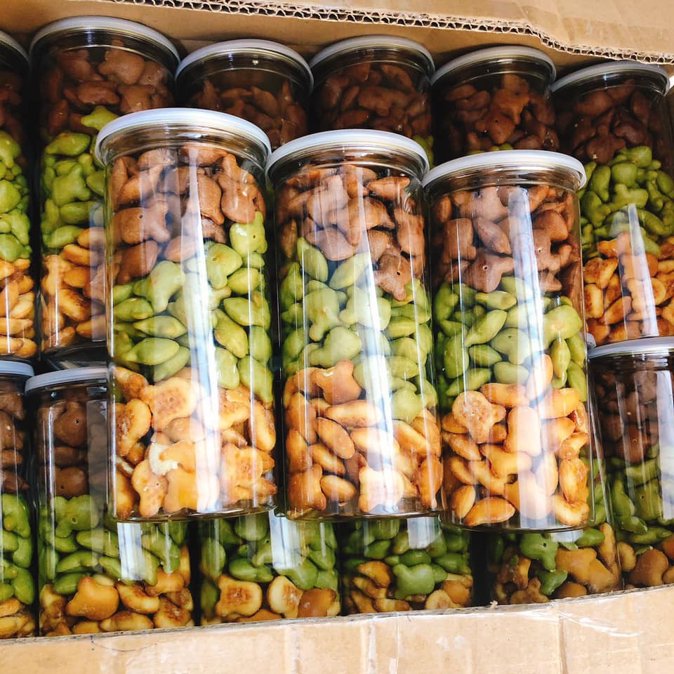 Bánh Nhân Kem 3 Vị, bánh gấu mix 3 vị đóng lon