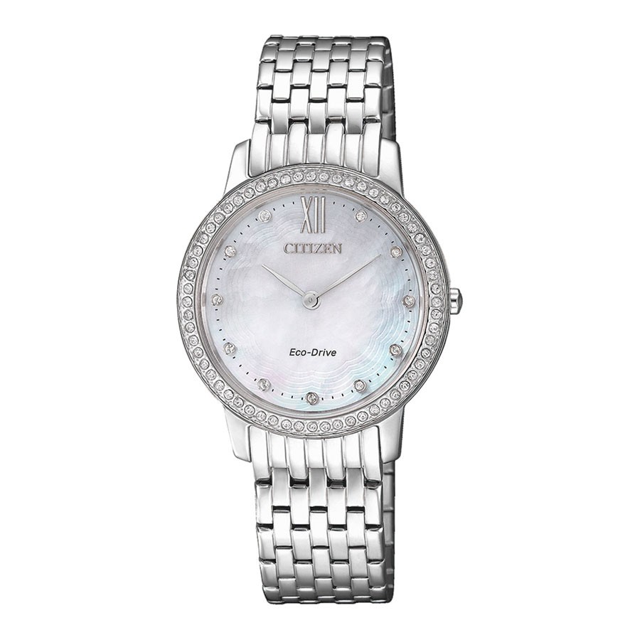 Đồng Hồ Nữ Citizen Đính Đá Swarovski Dây Thép Không Gỉ EX1480-82D - Mặt Xà Cừ (Sapphire)