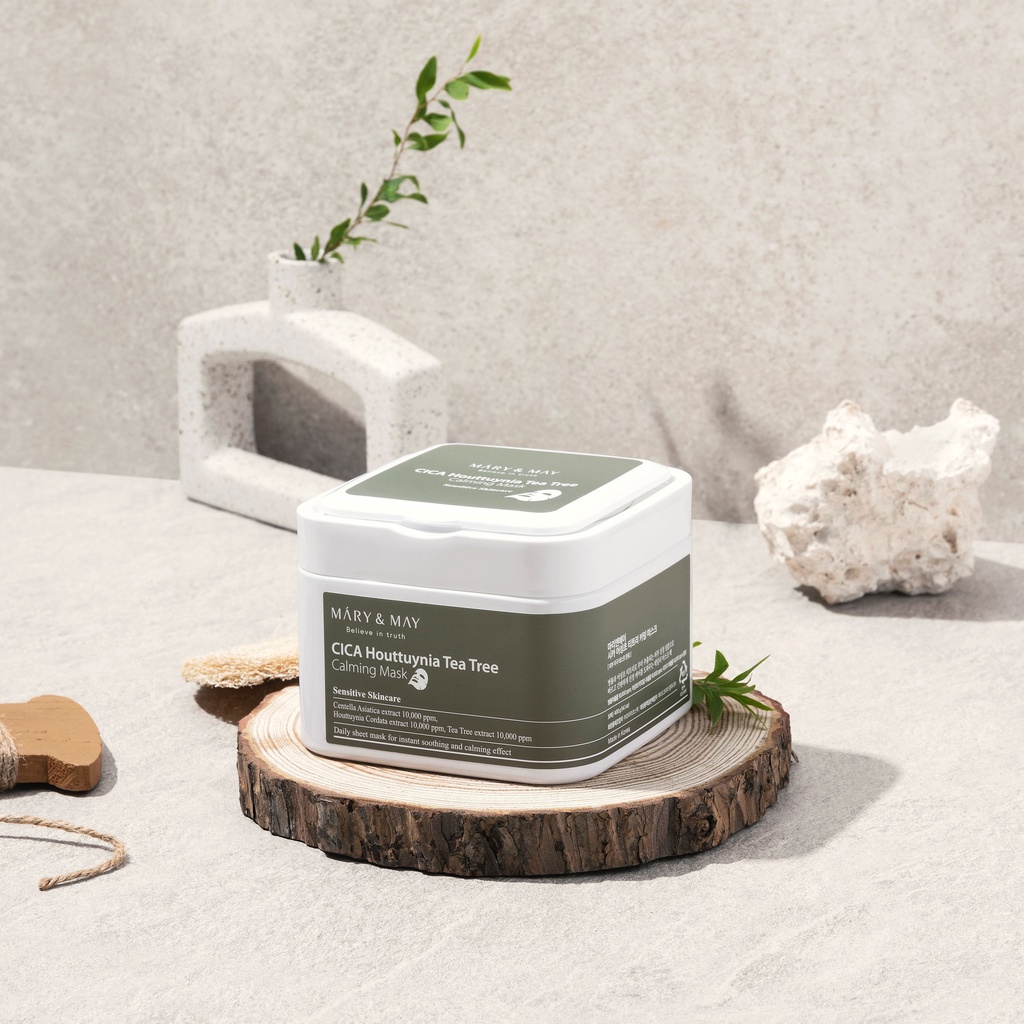 Mặt Nạ Giấy Làm Dịu Da Mary&May CICA Houttuynia Tea Tree Calming Mask