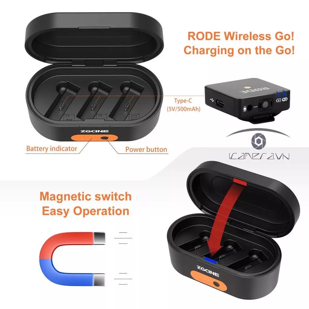 Hộp bảo vệ kiêm dock sạc không dây RODE WIRELESS GO ZGCINE ZG-R30