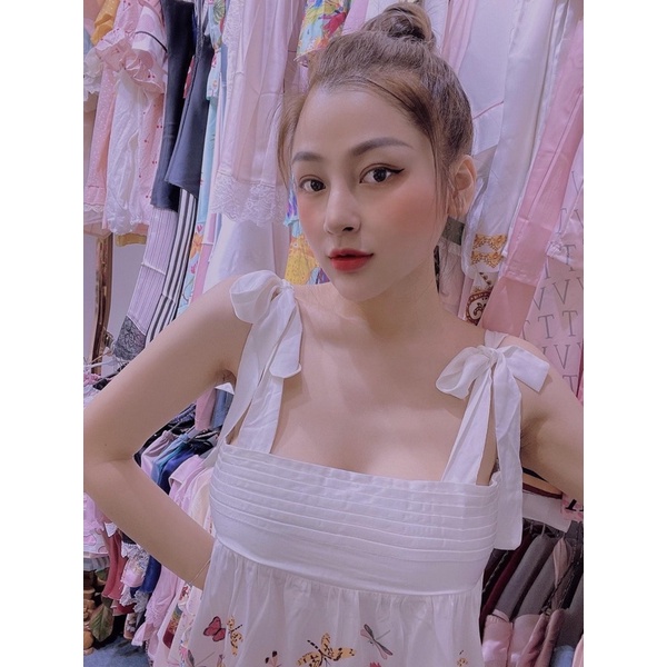 BỘ LỤA 2 DÂY ĐÙI SAKURA TRẮNG XINH
