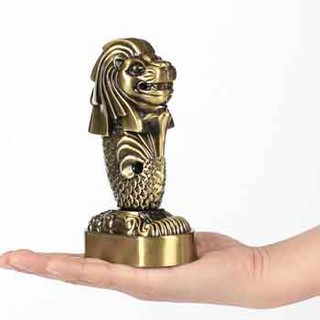 Mô hình sư tử biển Merlion cao 15.5 cm Màu Vàng Rêu đạo cụ mô hình dựng phim nội thất trang trí  Asam