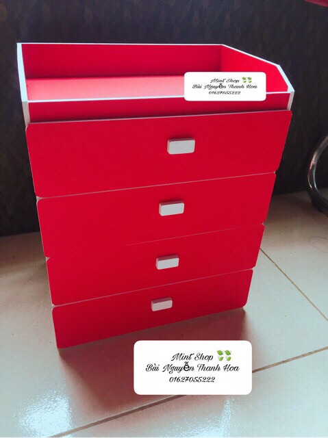 Tủ mini 5 tầng màu đỏ đựng đồ lót