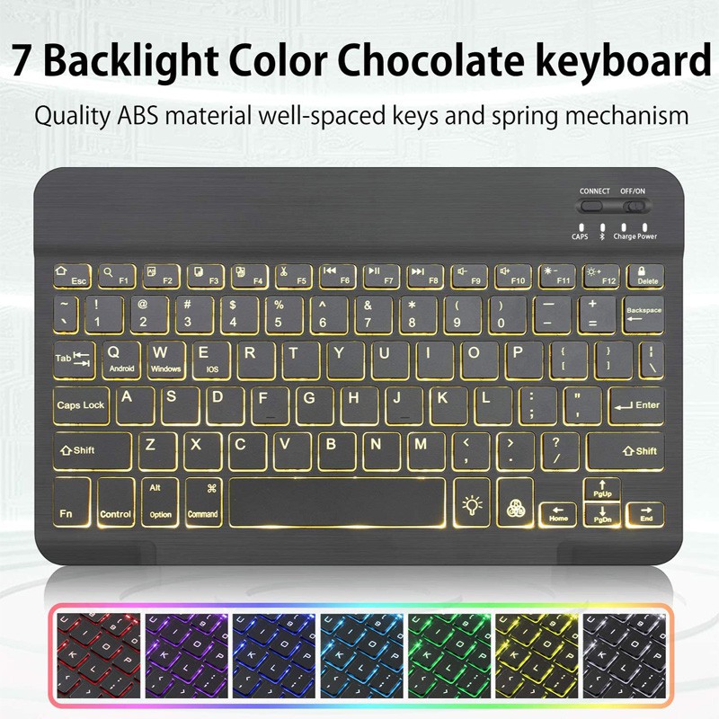 Ốp Máy Tính Bảng Có Bàn Phím Bluetooth 7 Màu Cho Samsung Galaxy Tab S4 S5e S6 S7 S7 FE A7 Lite A7 S6 Lite 10.4 Samsung Galaxy Tab A 8.0 8.4 10.1 10.5