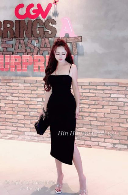 Đầm body 2 dây xẻ hông