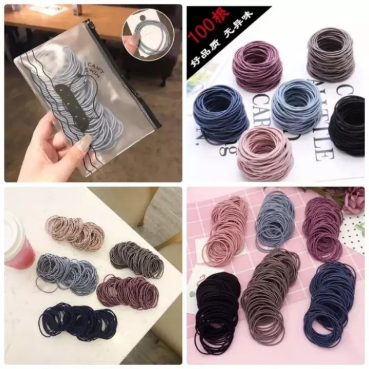 Set 100 dây buộc tóc túi zip