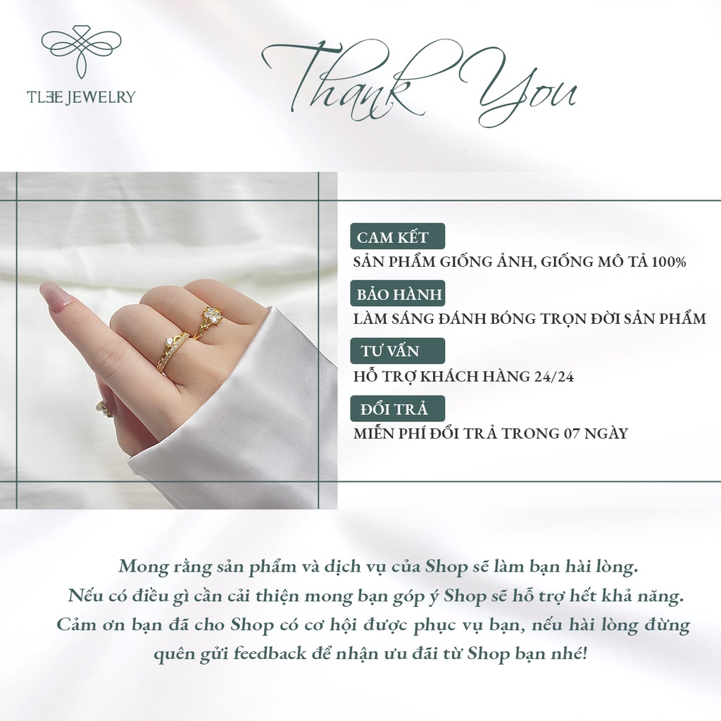Nhẫn bạc nữ TLEE vương miện nữ hoàng mạ vàng 14k sang trọng NCJ A0148
