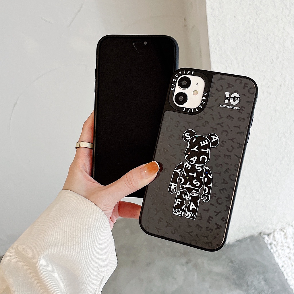 Ốp Điện Thoại Họa Tiết bearbrick Tráng Gương Cho iphone 14 15 plus 11 12 13 pro max