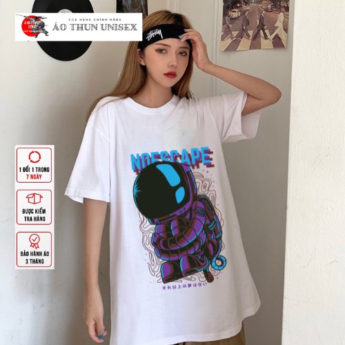 Áo thun tay lỡ phông Unisex from rộng nam nữ KAKISHOP , áo màu đen ulzzang in hình phi hành gia NOESCAPE | BigBuy360 - bigbuy360.vn