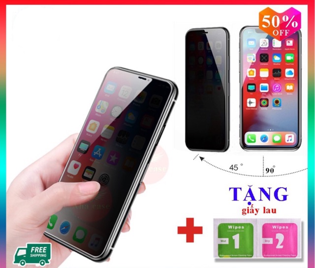 Miếng dán Kính Cường Lực chống nhìn trộm FULL màn iphone  6 6S 7 8 SE / PLUS / X XR XS / MAX / 11 / 12 / MINI / PRO/ MAX