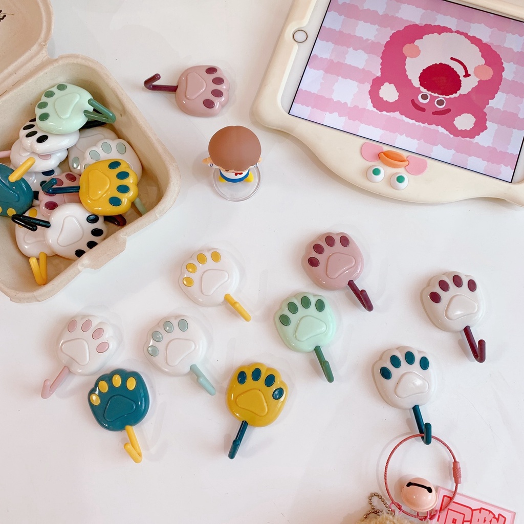 Set 8 móc dán tường họa tiết chân mèo đáng yêu - UniLabel