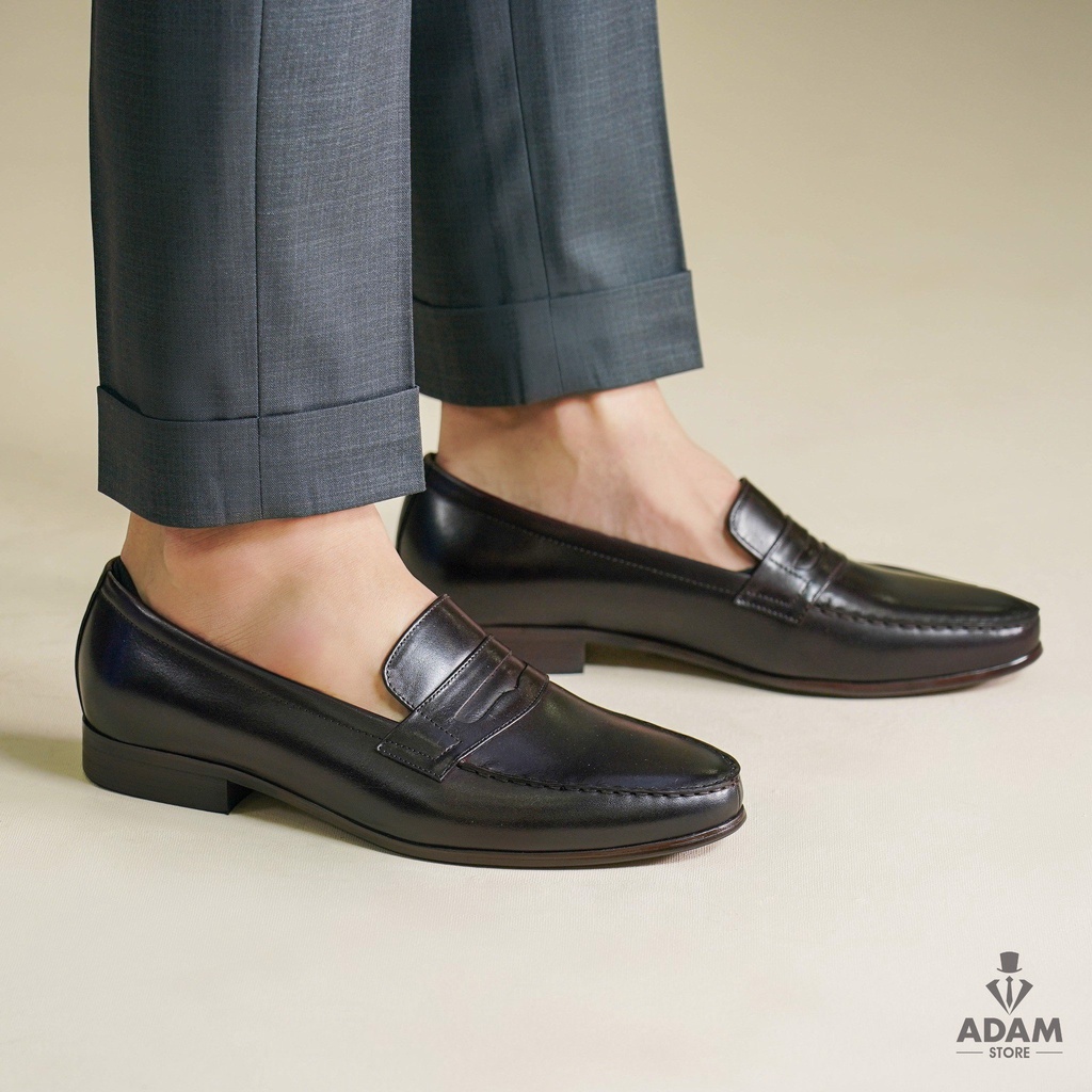 GIÀY DA NAM ADAM STORE ĐEN XẺ MŨI 1905-04D