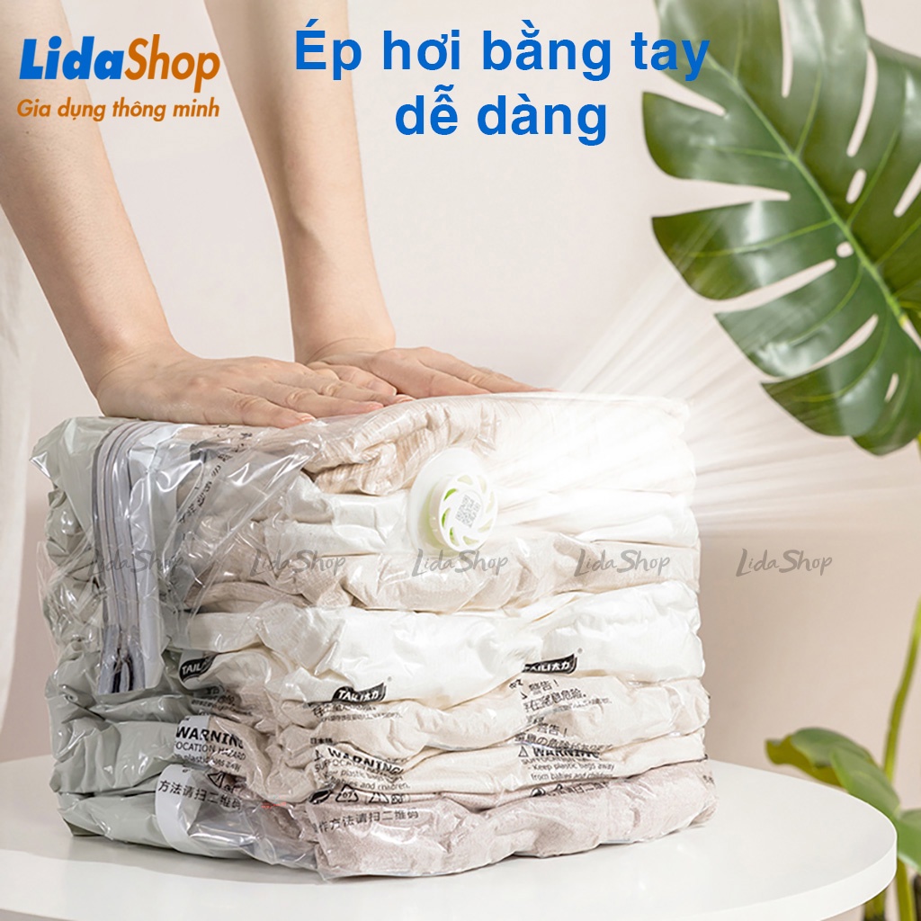 Túi đựng quần áo hút chân không bằng tay Lidashop, túi zip hút chân không đựng quần áo chăn mền gối thông minh TZ