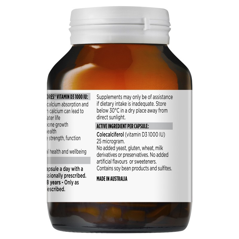 Viên uống bổ sung Vitamin D3 Blackmores 1000IU giúp hấp thụ canxi, xương chắc khỏe Healthy Care quatangme