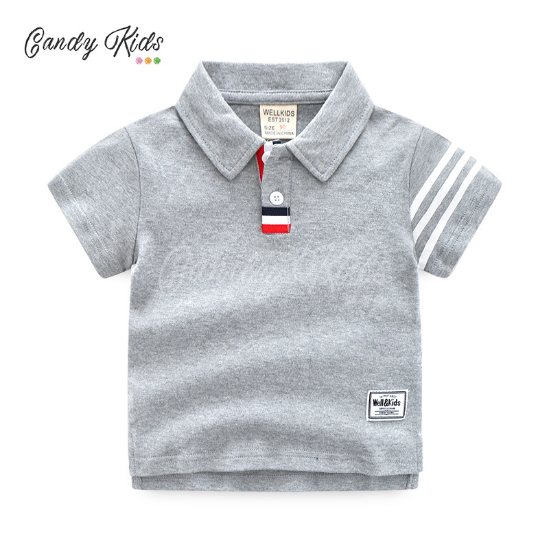 Children's All-Cotton T-shirt Sports Short-Sleeved T-shirt Boy's Short-Sleeved Children's Lapel Fashion Shirt