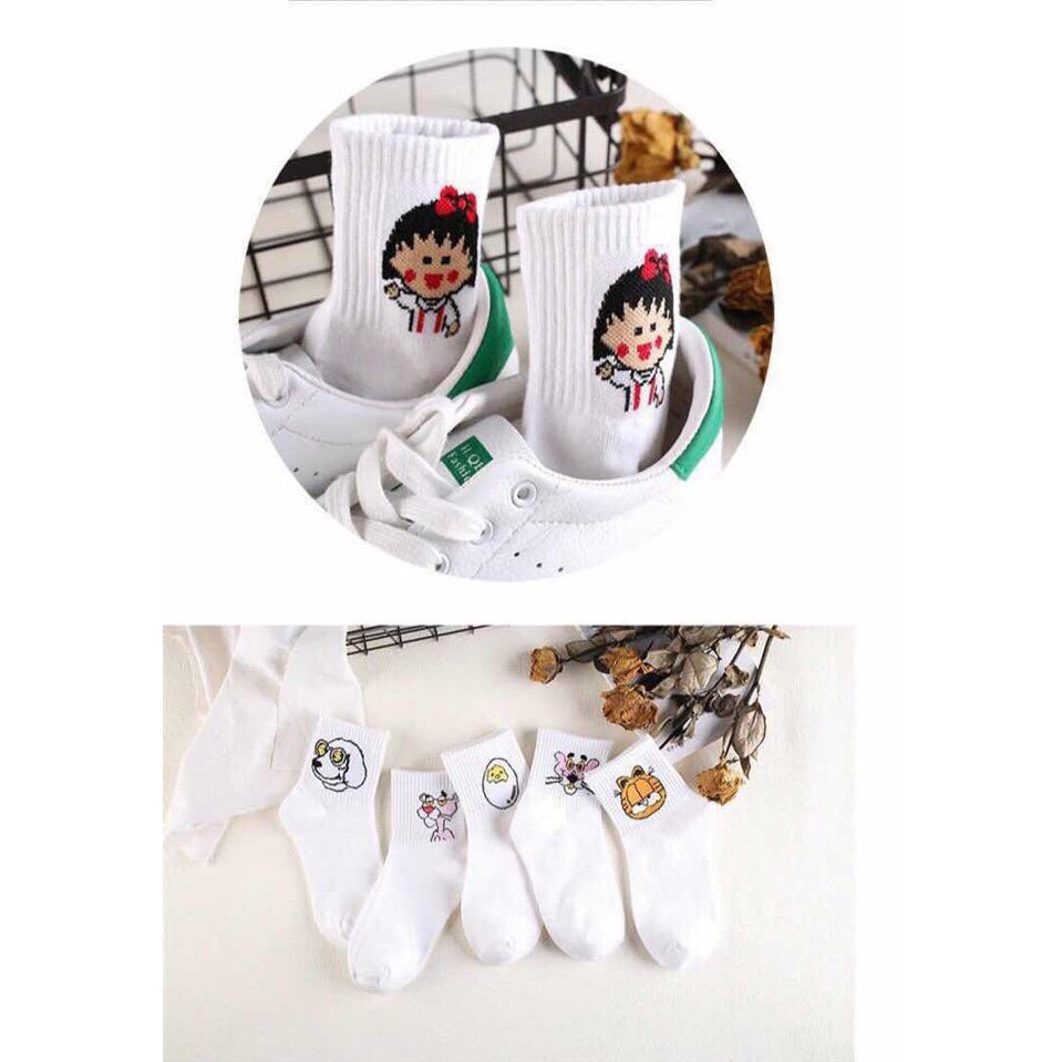 [Rẻ Vô Địch] Combo 5 Đôi Vớ Cao Cổ Họa Tiết Nhân Vật Hoạt Hình