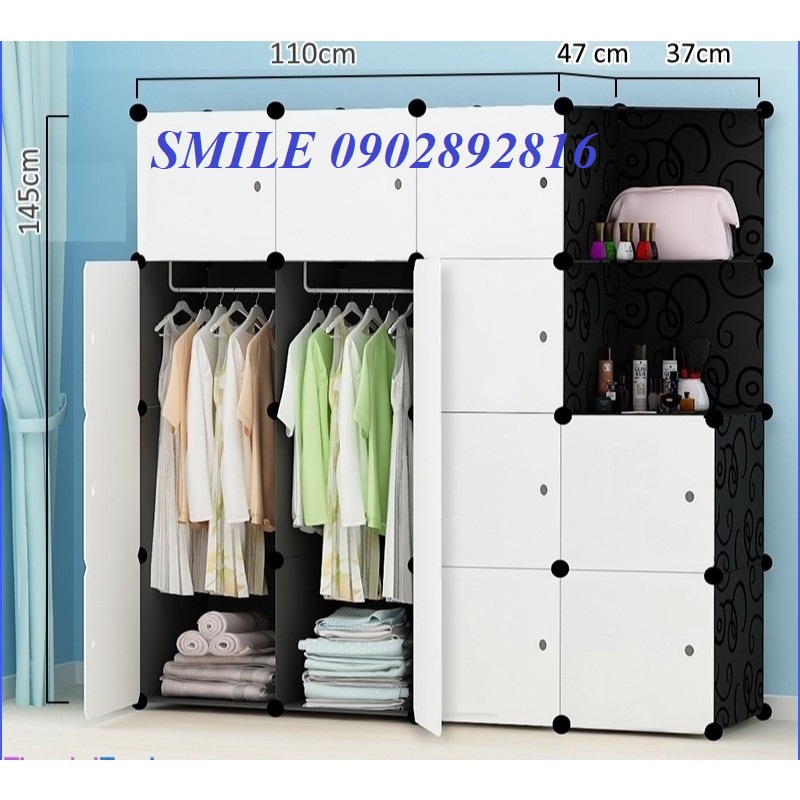(FREESHIP) Tủ Nhựa Lắp Ghép Thông Minh 16Ô Size Lớn ( 2 Ô Xéo Góc) NHIỀU MẪU