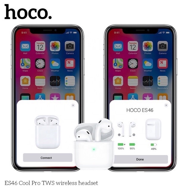 ✅CHÍNH HÃNG ✅Tai nghe True Wireless mini Hoco ES46 TWS Cool Pro V5.0,Định vị Tai nghe Popup,Đổi tên Cảm ứng Pin 250mAh